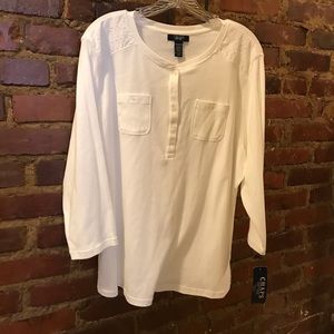 Chaps white long sleeve cotton blouse